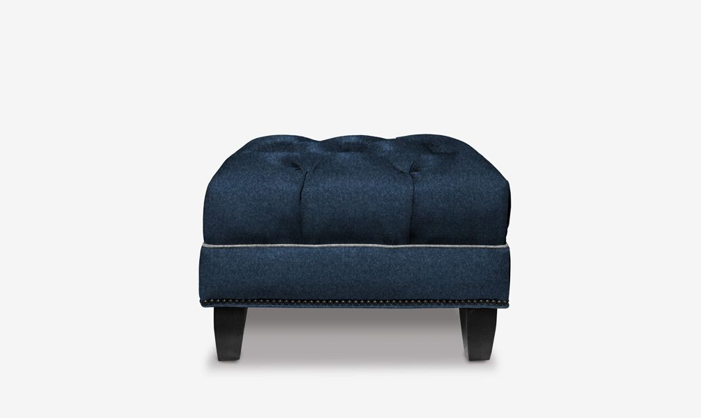 Fitzgerald Navy Wool Chesterfield Ottoman