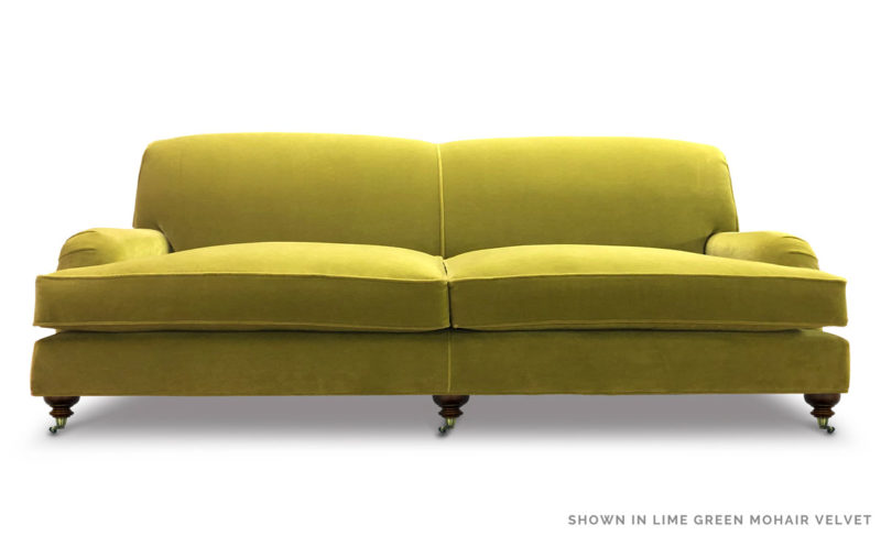 Kubrick Lime Green Mohair Velvet Tight Back English Arm Sofa