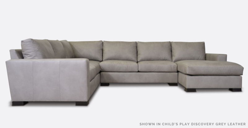 Mcqueen Childs Play Discovery Grey Leather Track Arm Sectional Sofa
