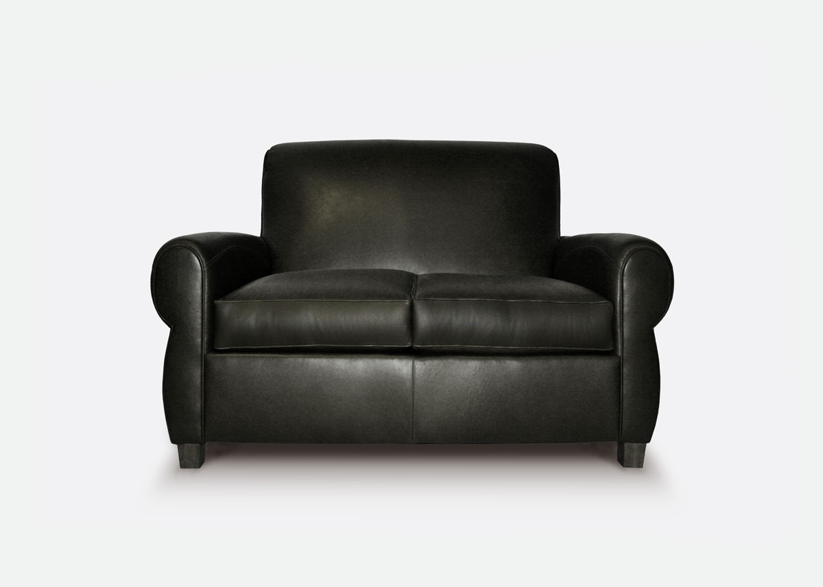 The Armstrong: Parisian Club Loveseat in Black Leather