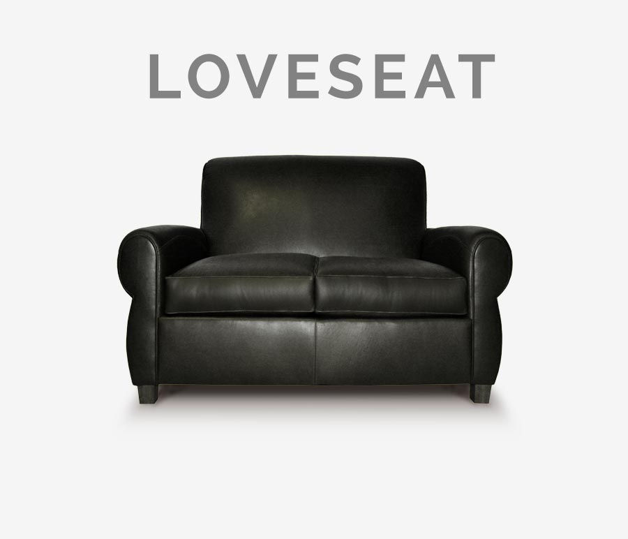 Armstrong Black Leather Parisian Club Loveseat