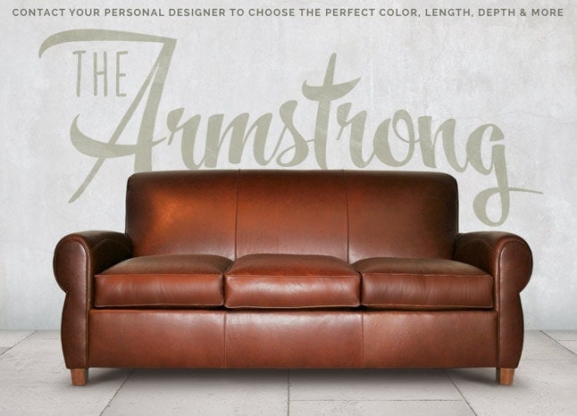Armstrong Brown Leather Parisian Club Sofa