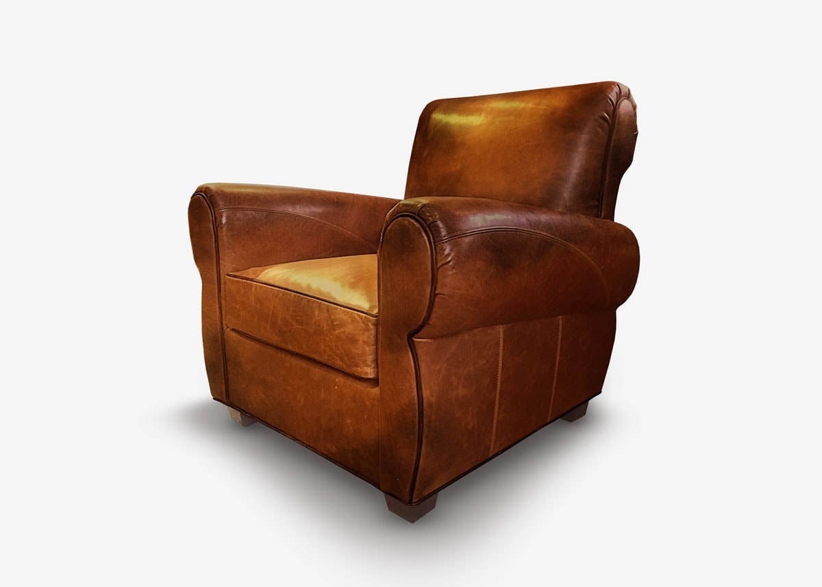 The Armstrong: Parisian Club Chair in Hand-Stained Brown Leather