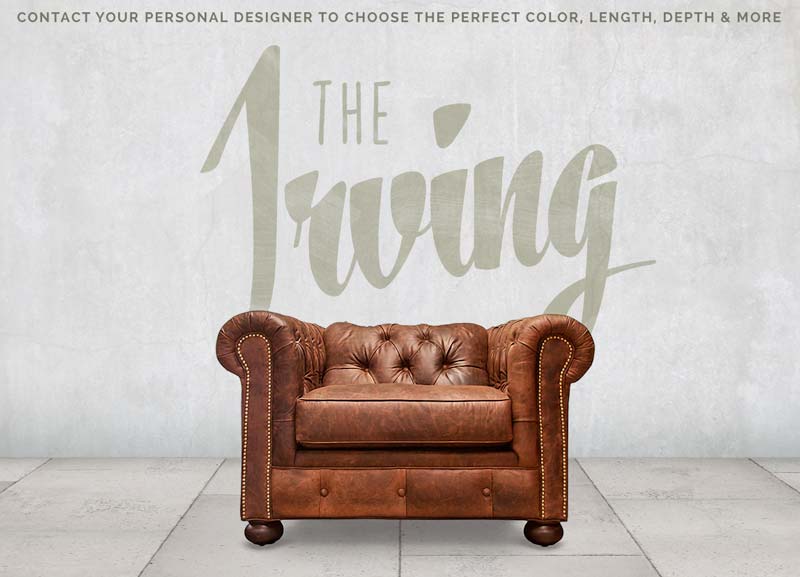 The Irving: Low Profile Brown Chesterfield Armchair