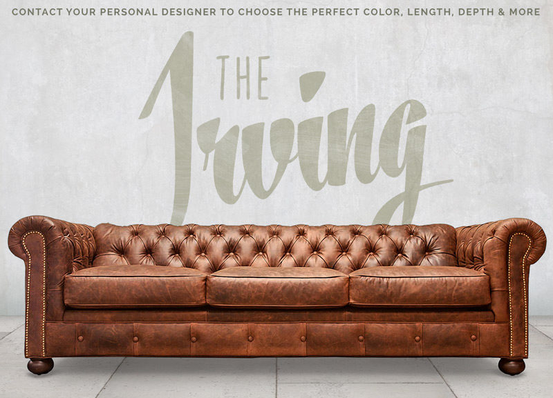 The Irving: Low Profile Brown Chesterfield Sofa
