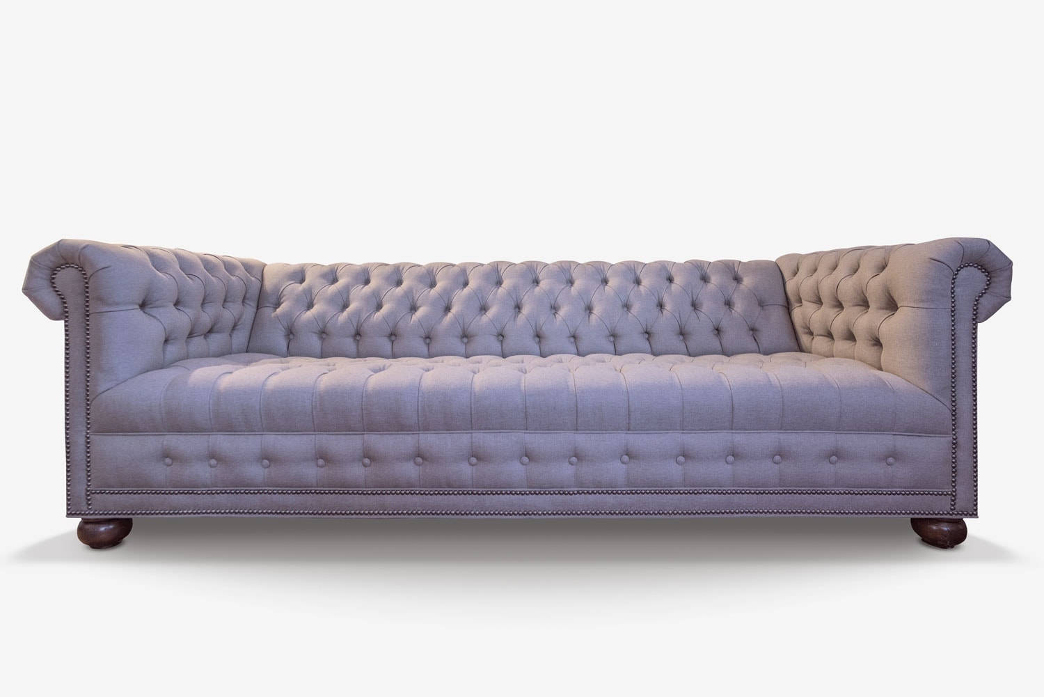 Gray Linen Hepburn Chesterfield Tufted Seat Sofa