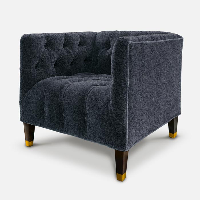 The Harris Tufted Seat Mid-Century Charcoal Wool Armchair