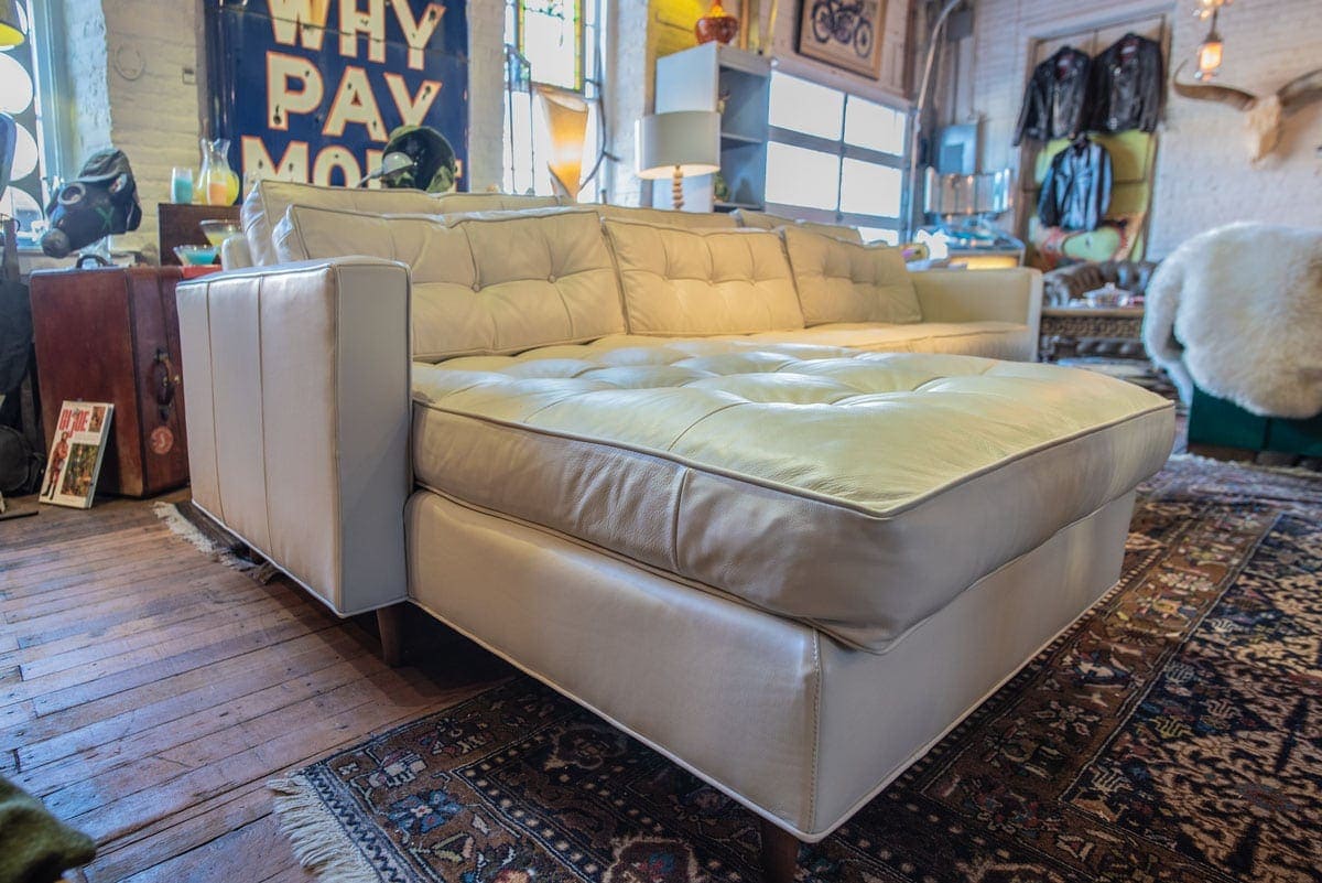 Jack Redding Mid-Century White Leather Sectional Sofa