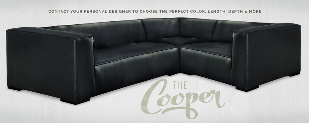 Cooper Wide Arm Tuxedo Style Black Leather Sofa