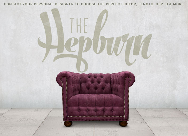 The Hepburn Aubergine Wool Tufted Seat Chesterfield Armchair