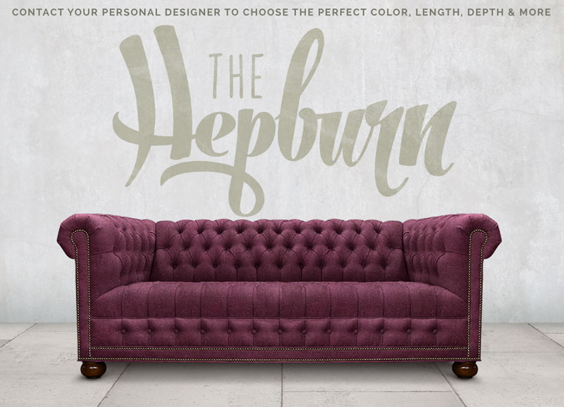 The Hepburn Aubergine Wool Tufted Seat Chesterfield Sofa