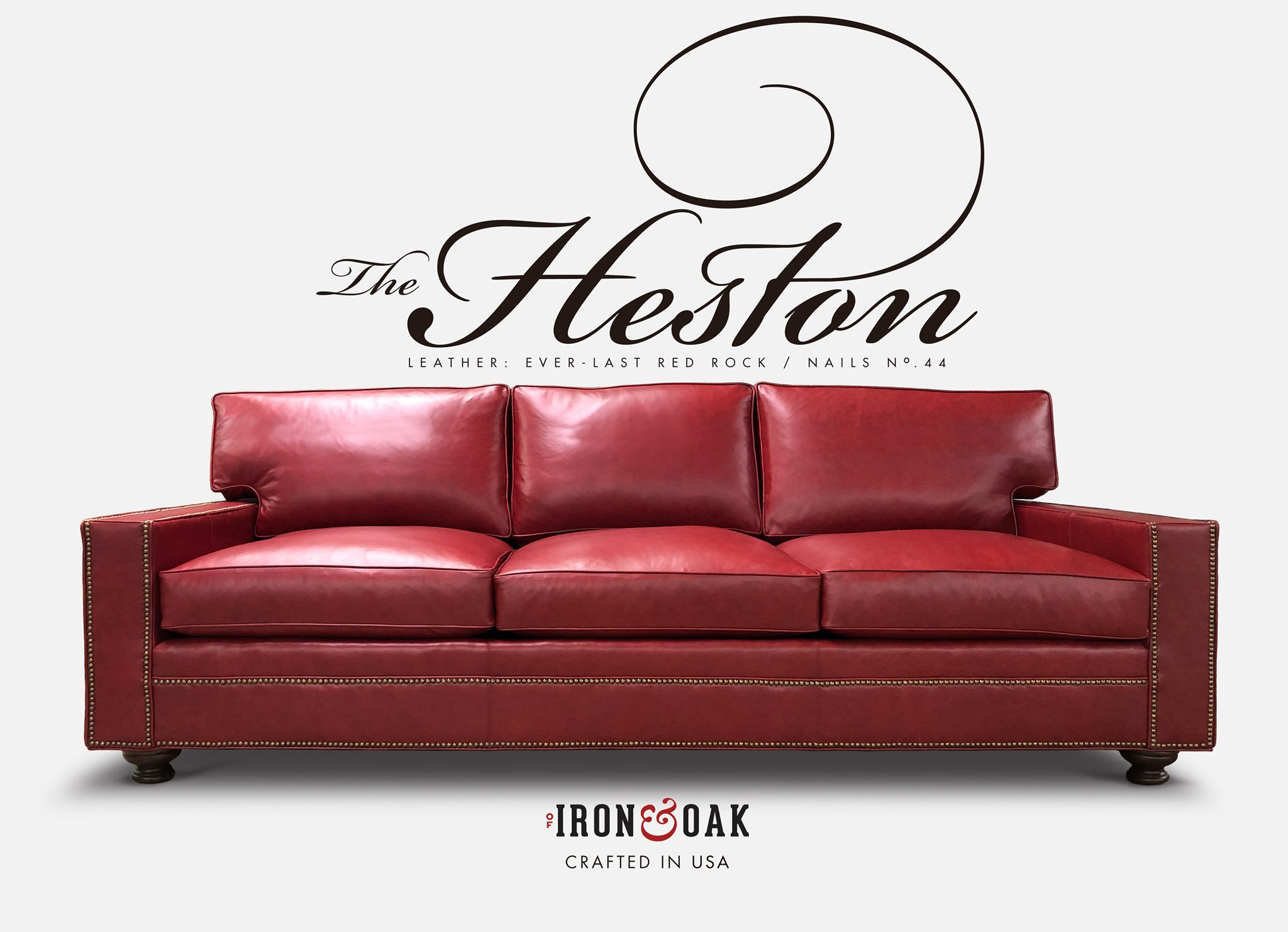 Heston Leather Sofa Ever-Last Red Rock