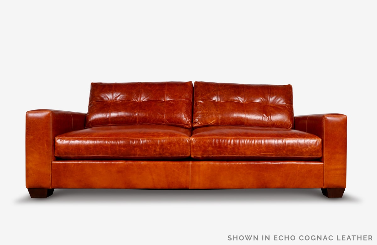 Brando Track Arm Blind Tufted Sofa Bed in Echo Cognac Leather