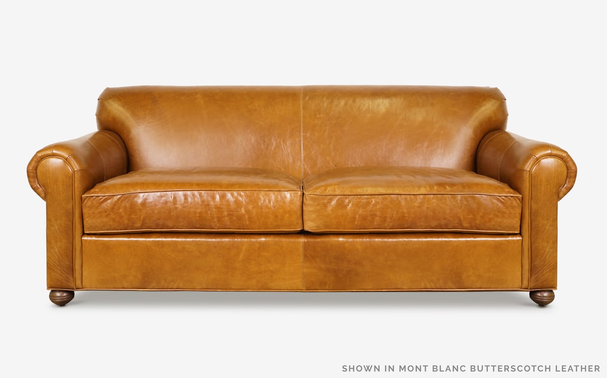 Franklin Roll Arm Sofa in Mont Blanc Butterscotch Leather