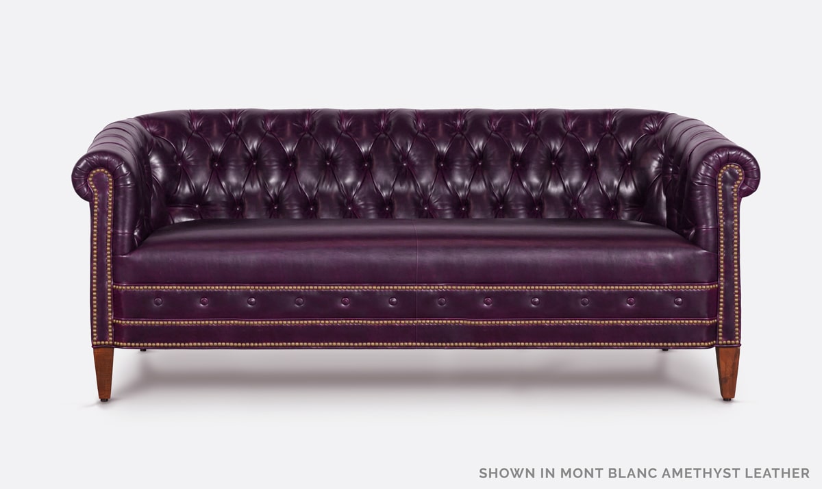 Jameson Barrel Chesterfield Sofa in Amethyst Purple Leather
