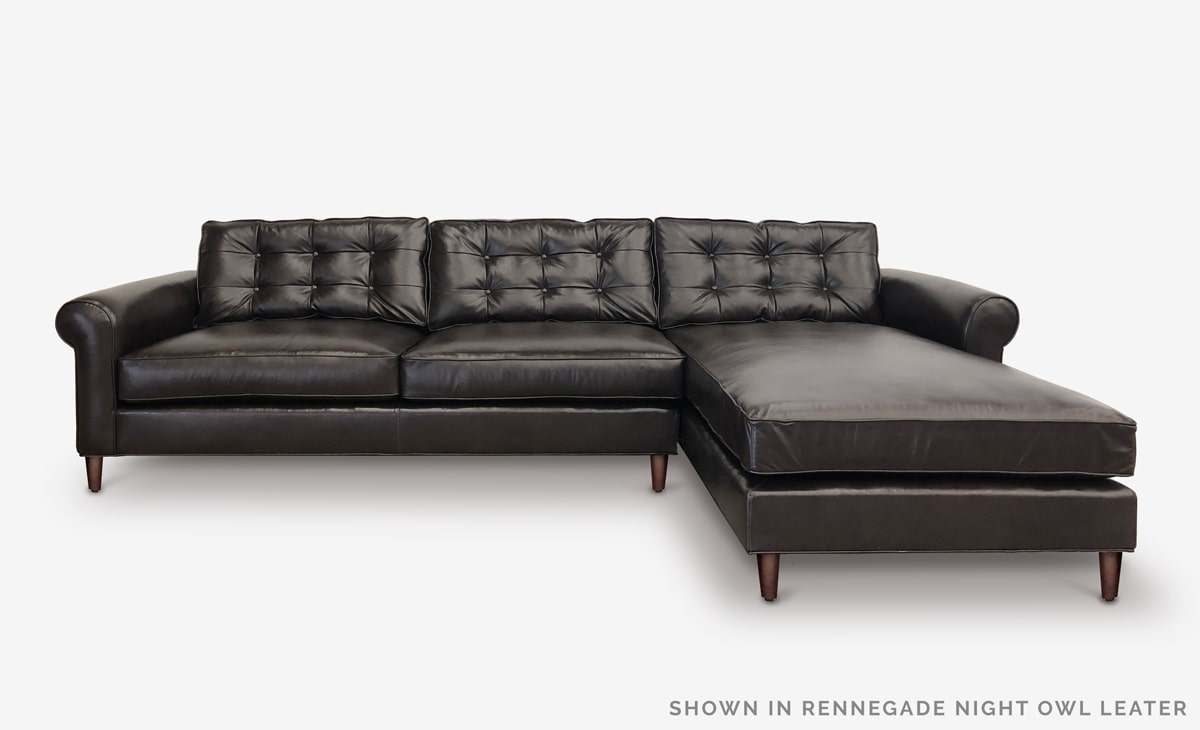 Leather Sectional Chaise Sofa, Black Leather Sectional With Chaise