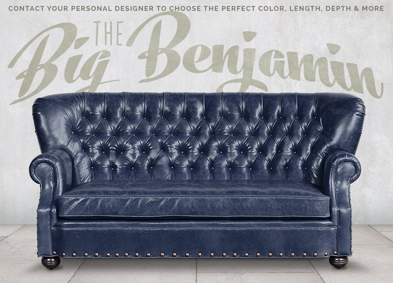Benjamin Chesterfield Sofa in Larkspur Navy Leather