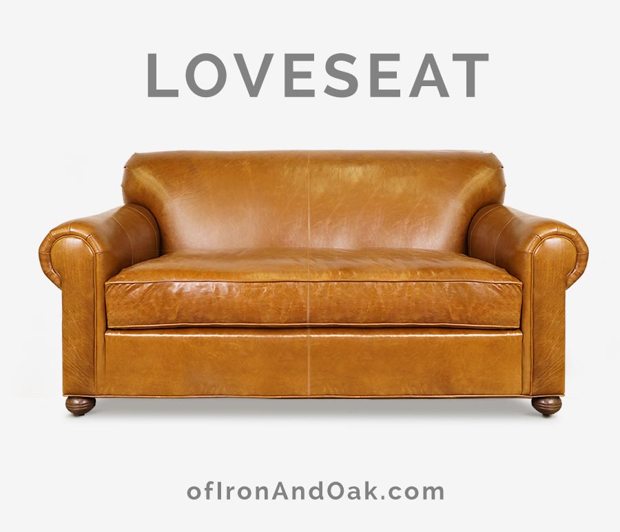 Franklin Tight Back Roll Arm Loveseat in Caramel Leather