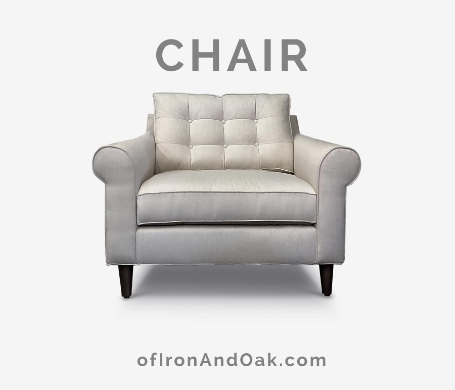 Otis Mid-Century Roll Arm White Fabric Armchair
