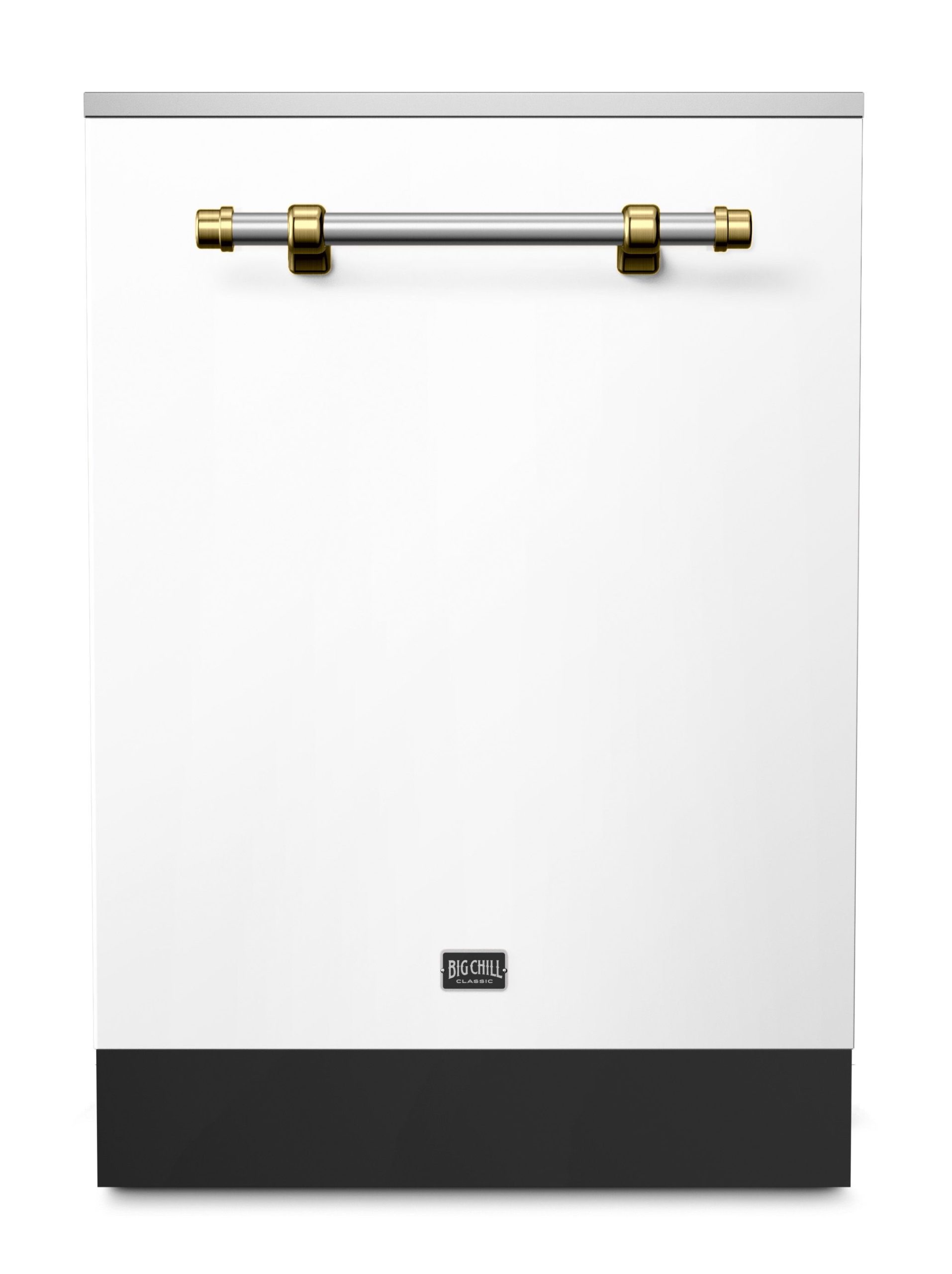 Big Chill Classic White Dishwasher with Brushed Brass