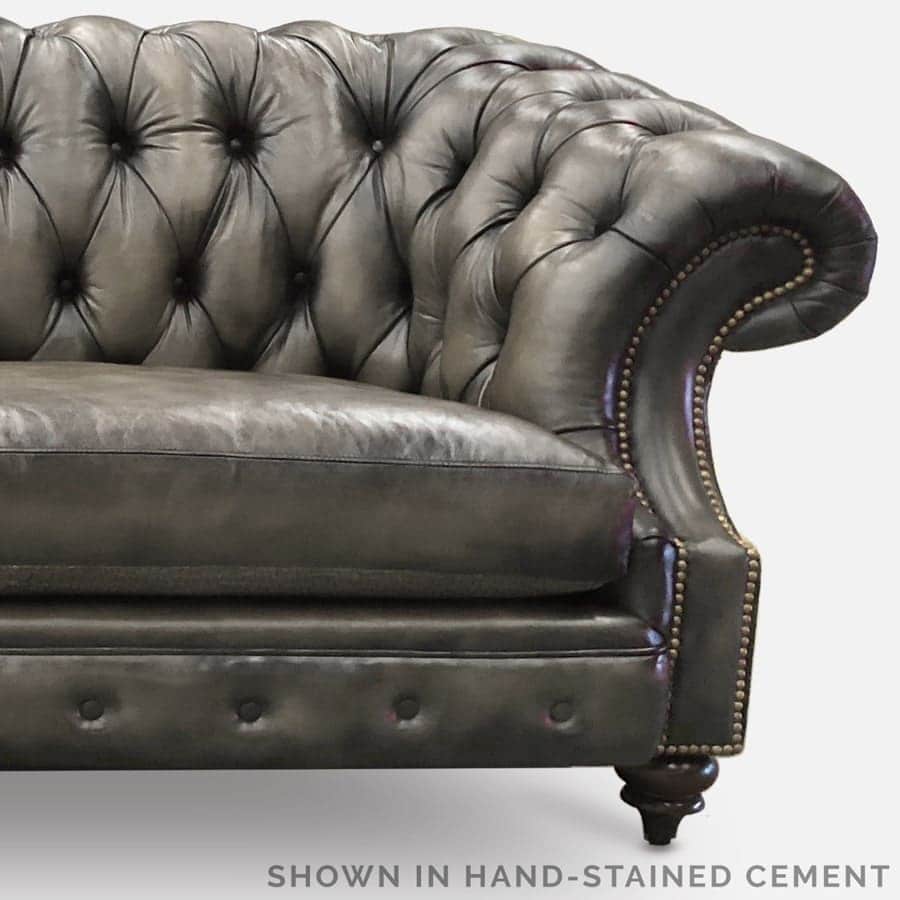Cement Grey Hand-Stained Leather Chesterfield