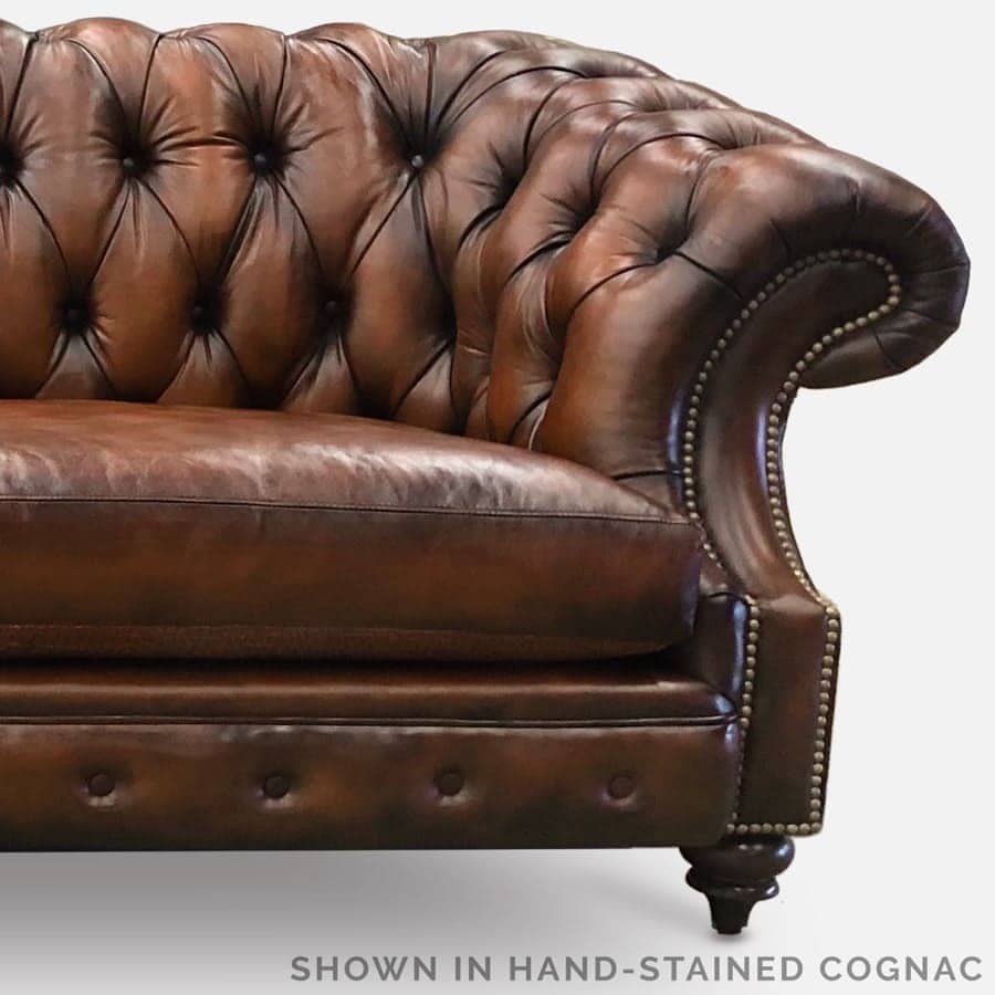 Cognac Hand-Stained Leather Chesterfield