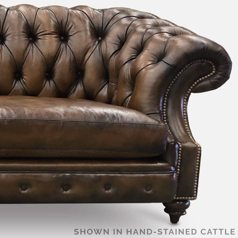 Cattle Brown Hand-Stained Leather Chesterfield