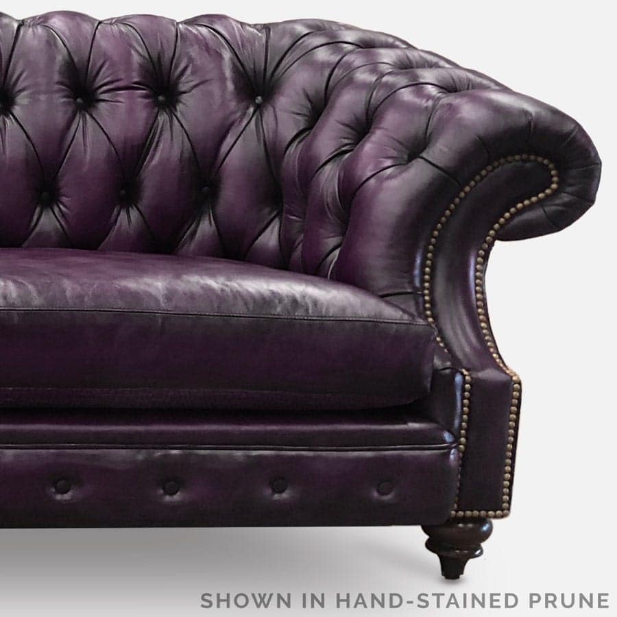 Prune Purple Hand-Stained Leather Chesterfield