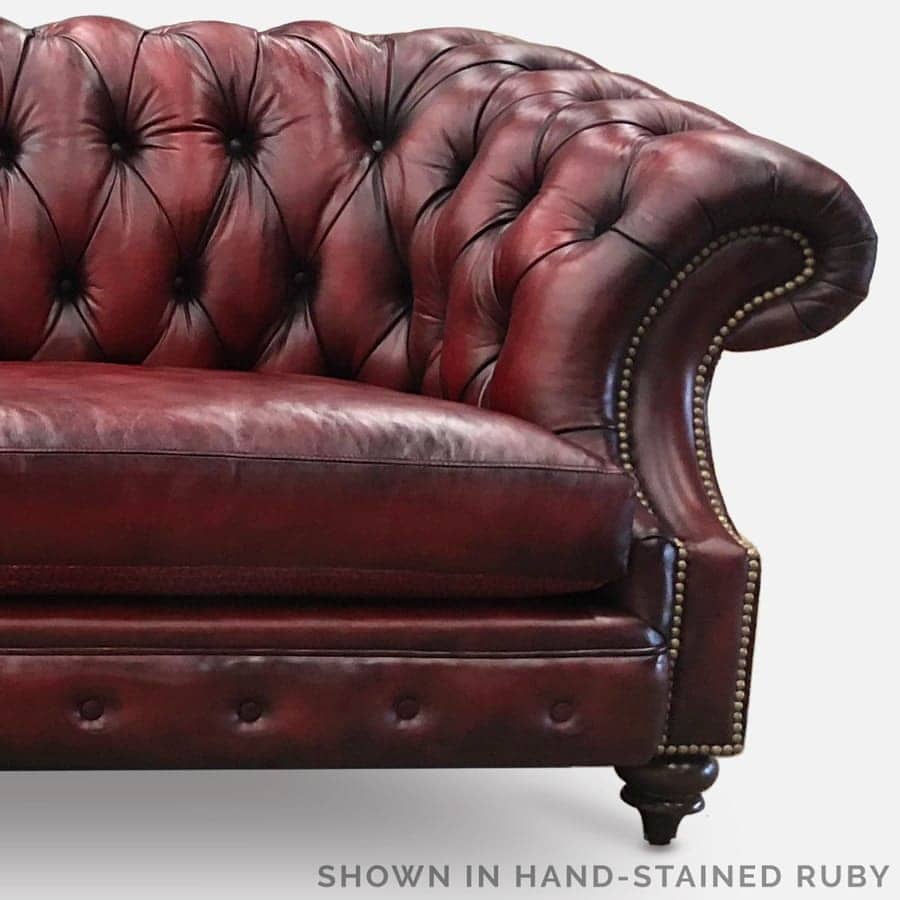 Ruby Red Hand-Stained Leather Chesterfield