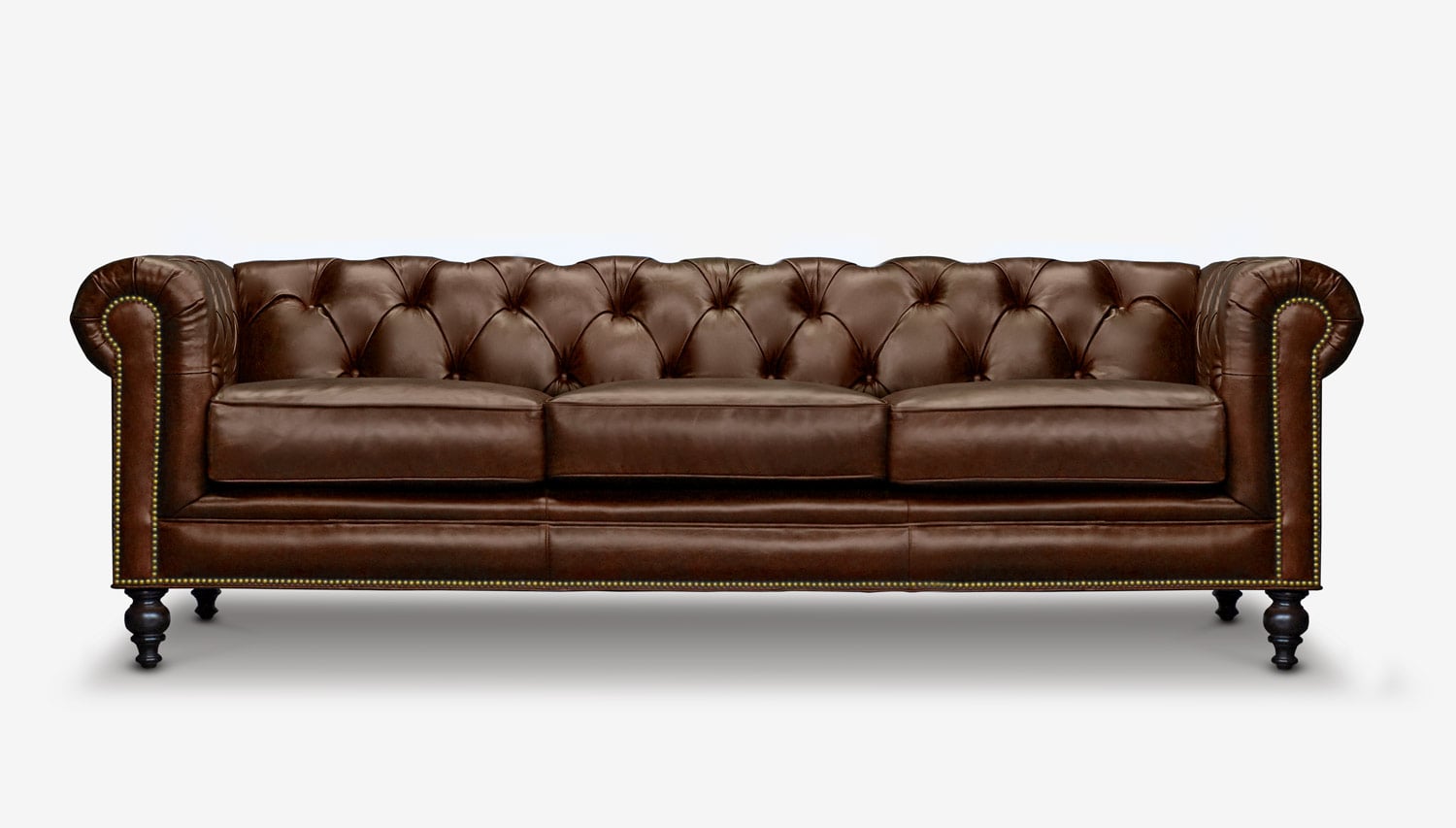 Swift-Ship'd Fitzgerald: Express Delivery Canyon Brown Leather Chesterfield Sofa