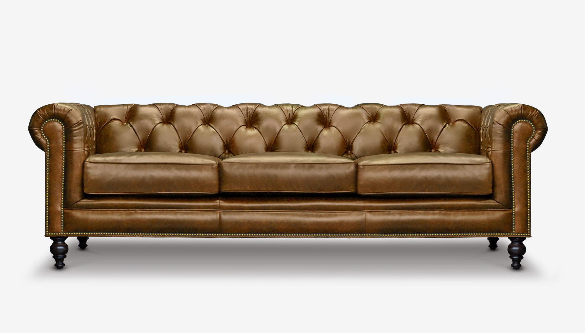 Swift-Ship'd Fitzgerald: Express Delivery Whiskey Brown Leather Chesterfield Sofa