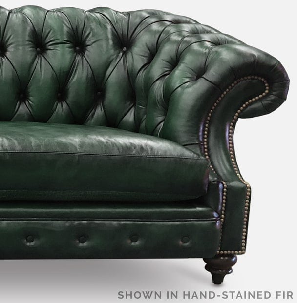Fir Green Hand-Stained Leather Chesterfield