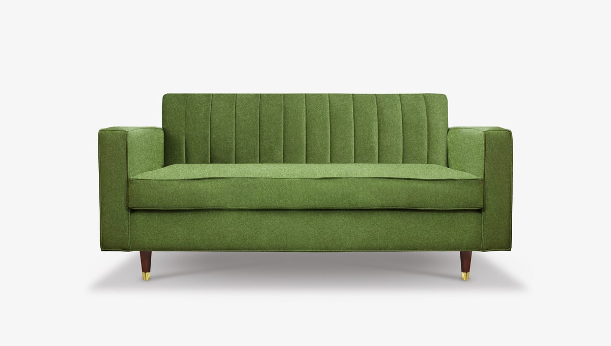 stella channel tufted mid century bench seat loveseat custom sofa green