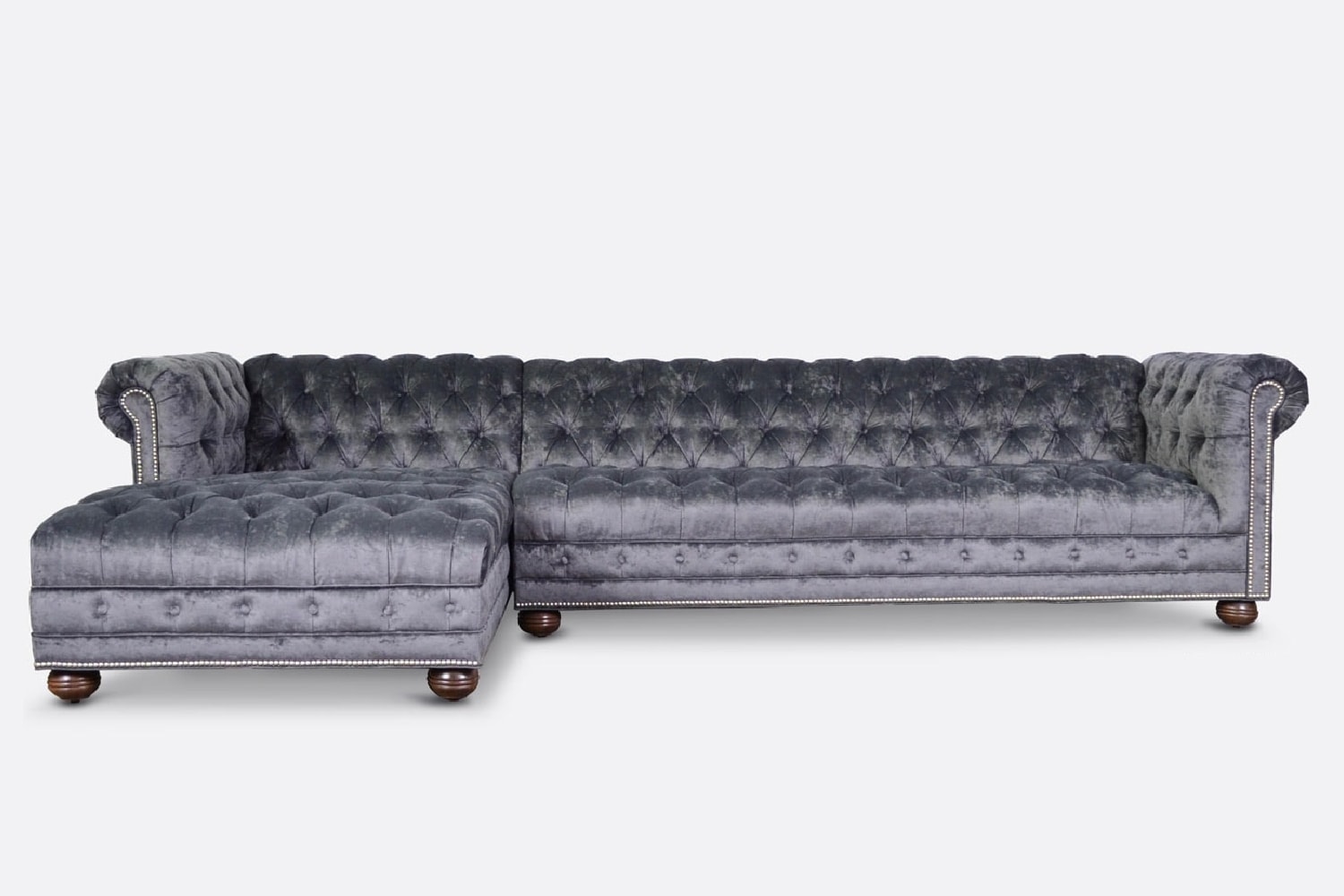 Hepburn Tufted Chesterfield Three Cushion Sofa in Gramercy Windsor Velvet