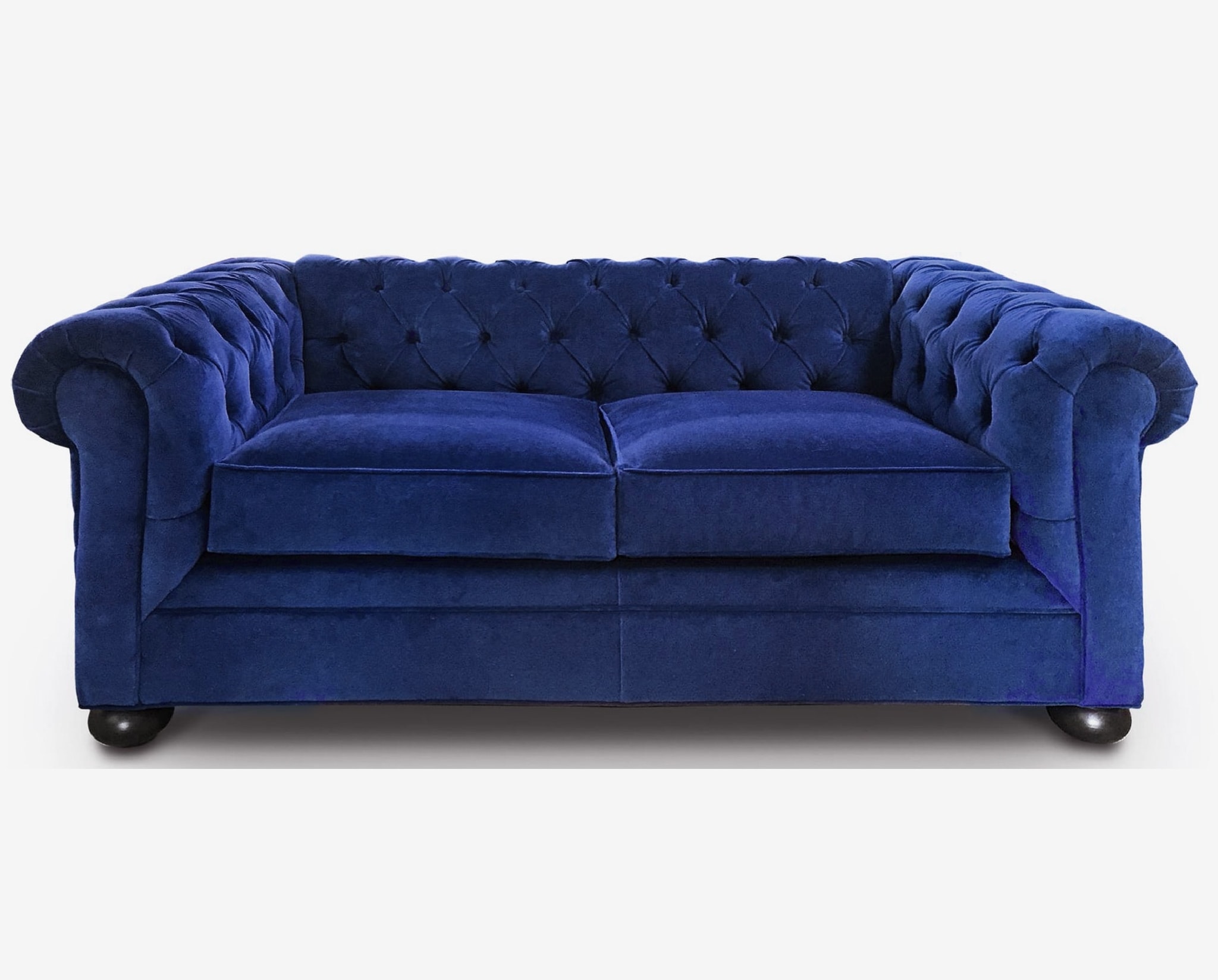 Irving Tufted Chesterfield Three Cushion Sofa in Sapphire Blue Velvet