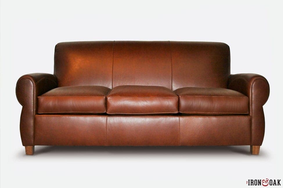 Brown Leather Armstrong Club Arm Sofa