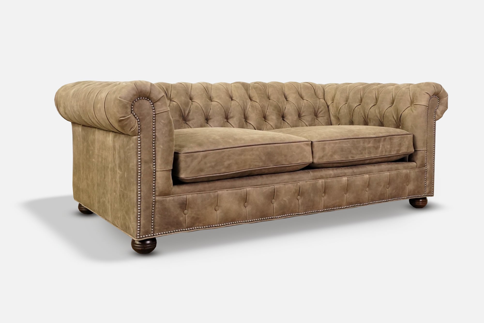 Irving Chesterfield Sofa in Vintage Brown Leather