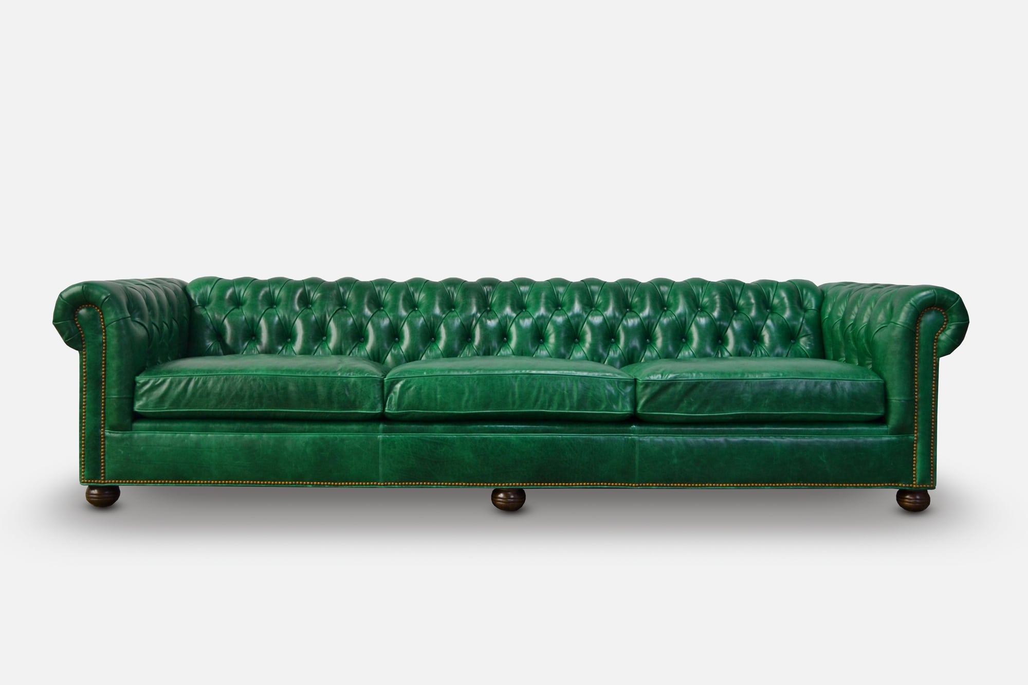Irving Chesterfield Sofa in Vintage Green Leather