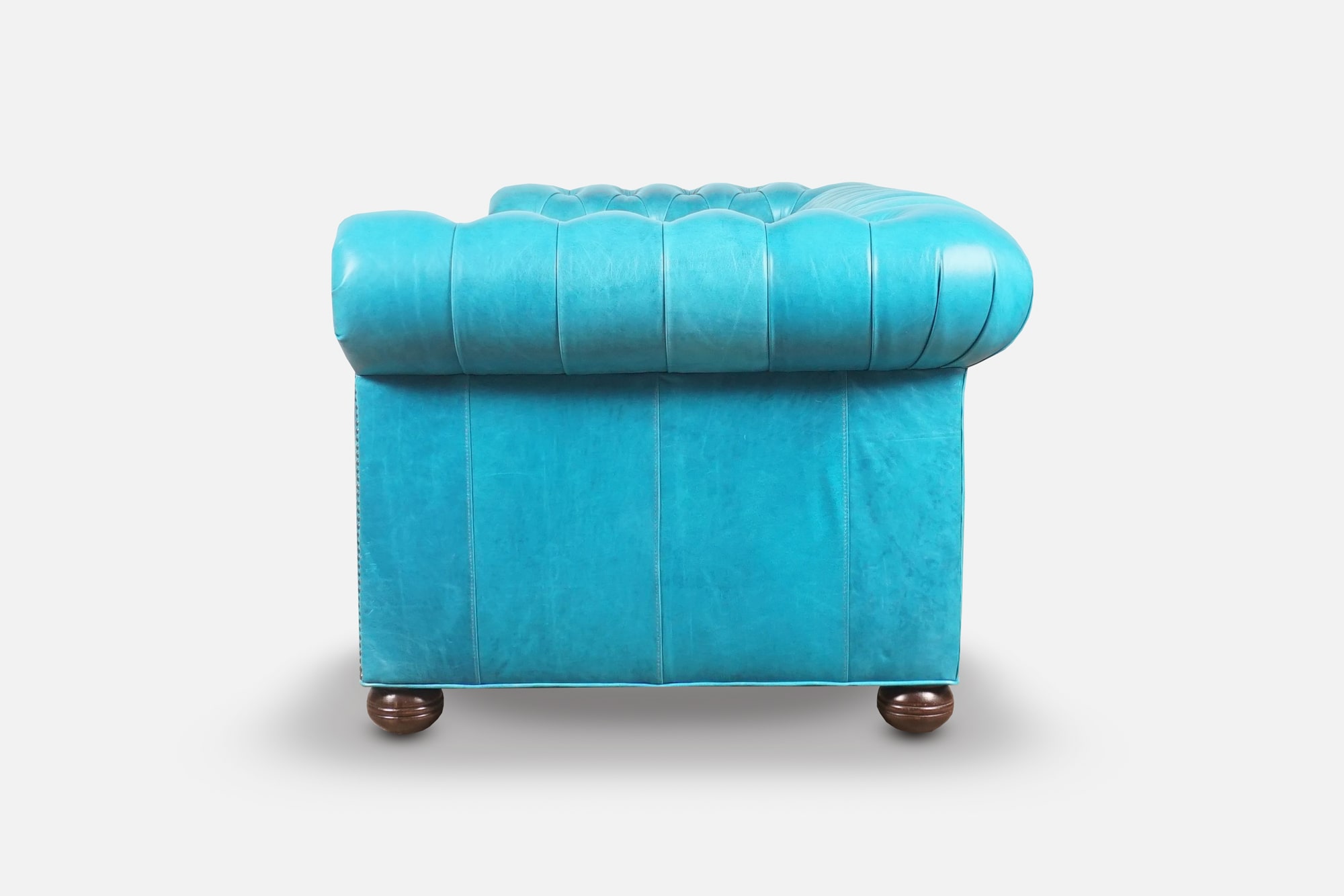 Irving Chesterfield Chair in Mont Blanc Riviera Blue Leather