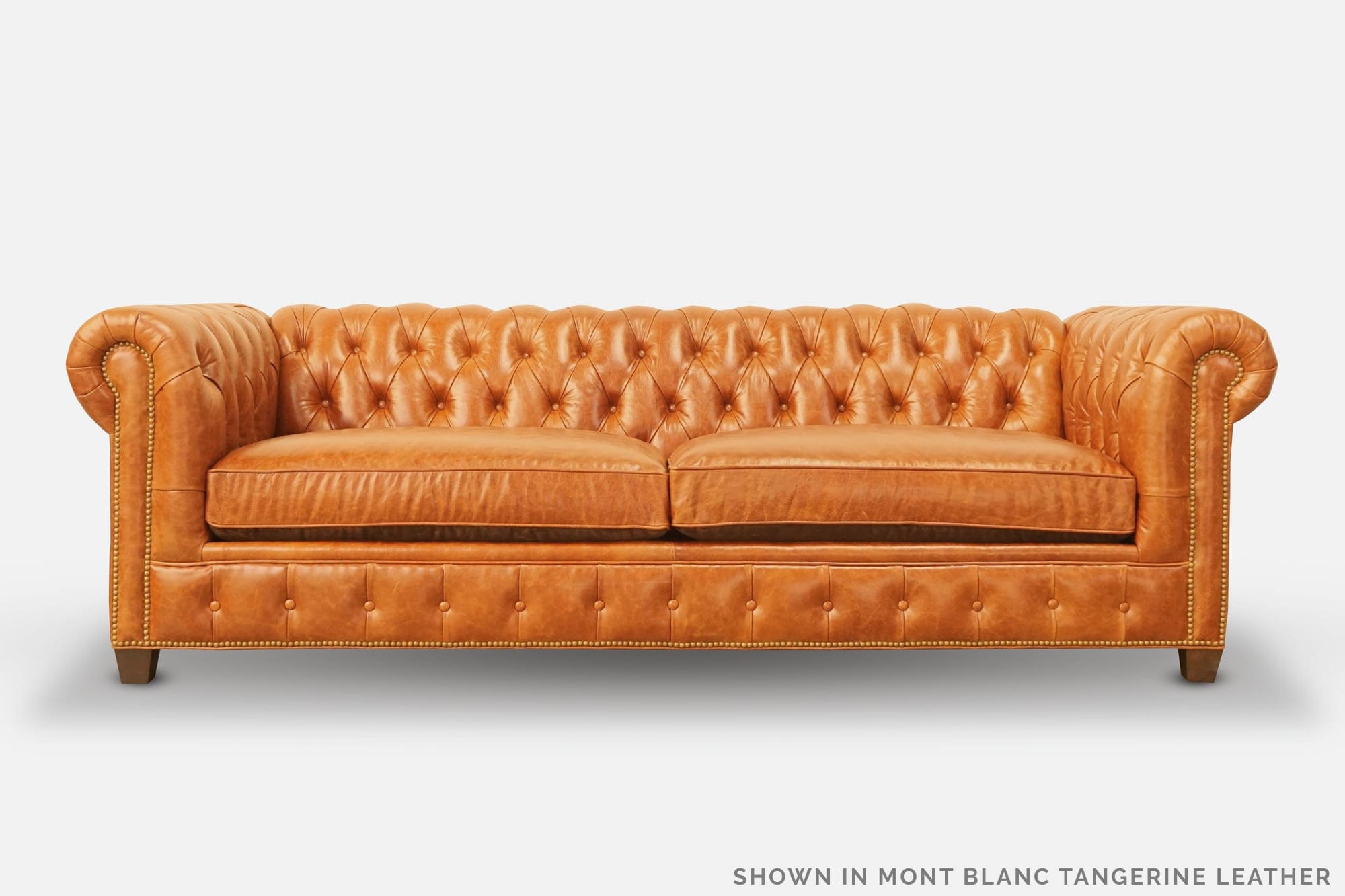 Irving Chesterfield Sofa in Orange Leather