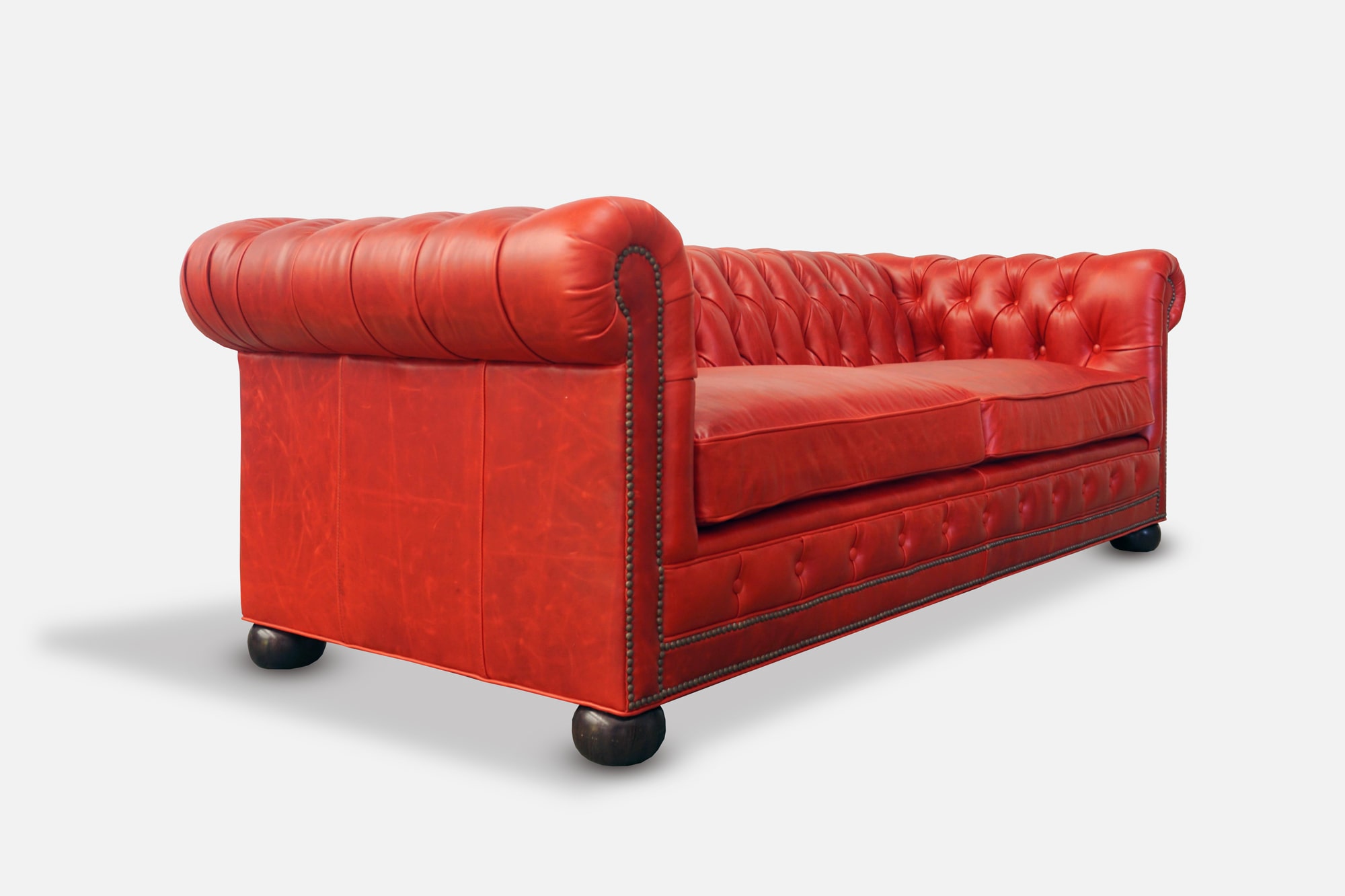 Irving Chesterfield Sofa in Red Leather