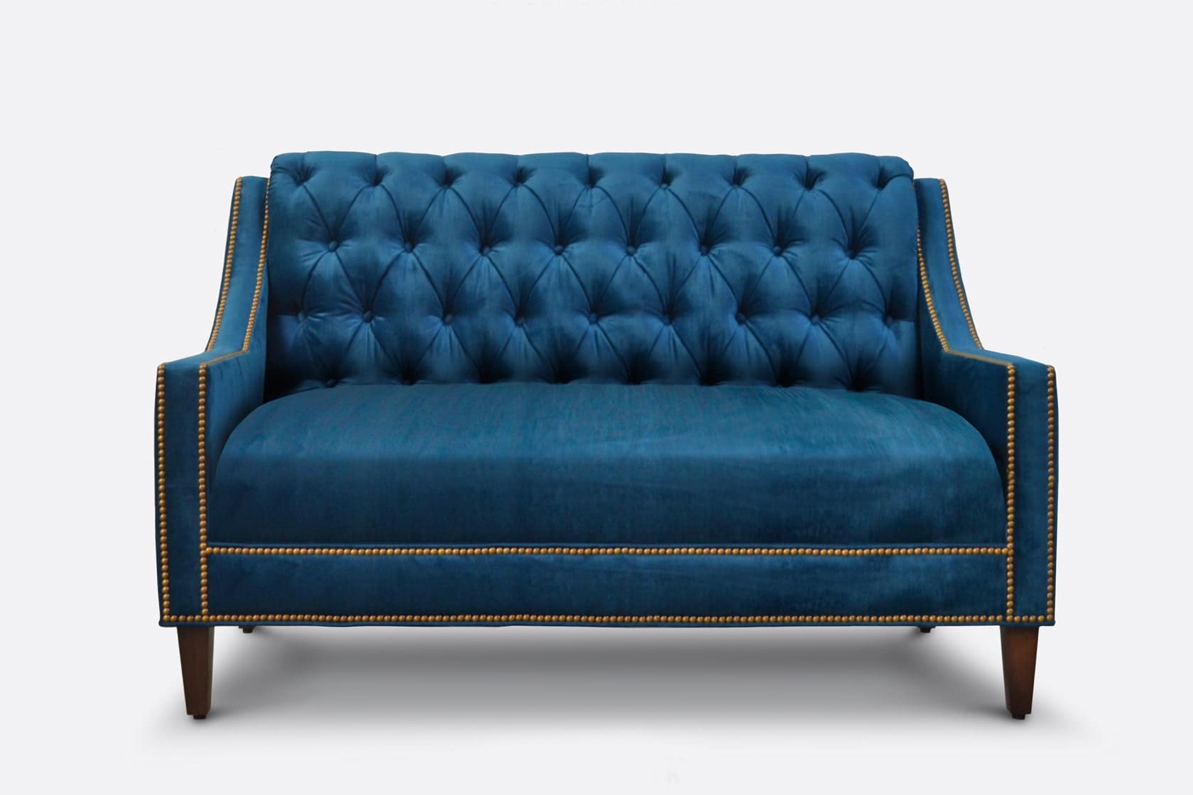 Colwell Slope arm settee shown in Thompson Caspien blue fabric