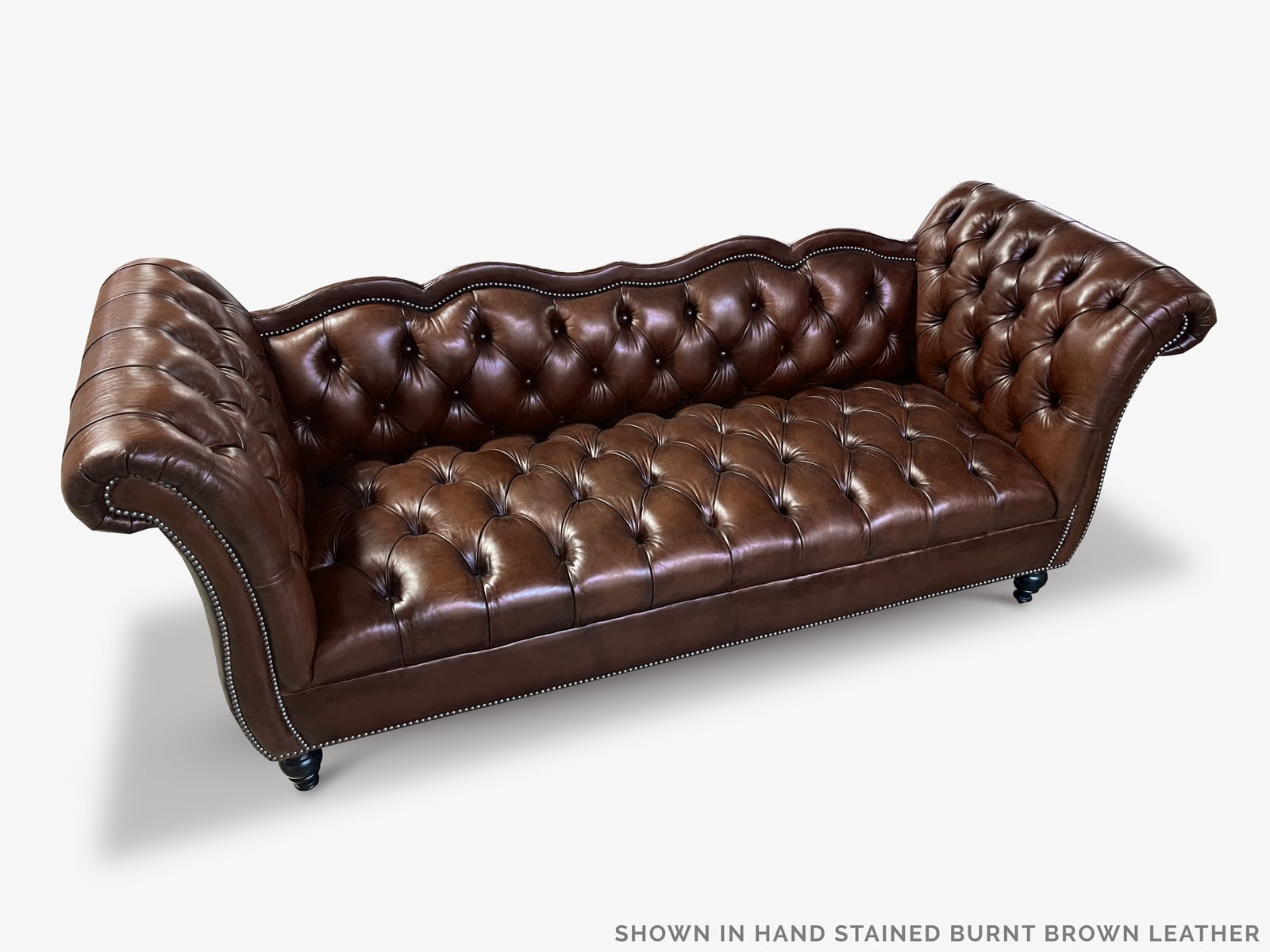 The Collins Custom Built Vintage Hand-Stained Burnt Brown Chesterfield Sofa