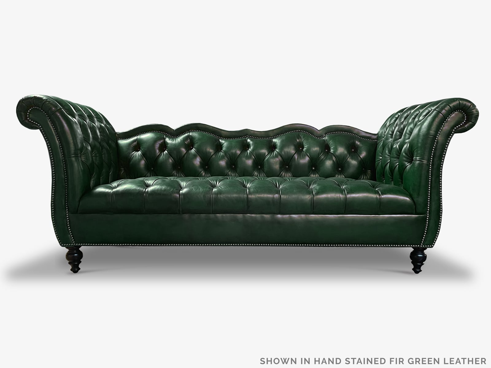The Collins Custom Built Vintage Hand-Stained Fir Green Chesterfield Sofa