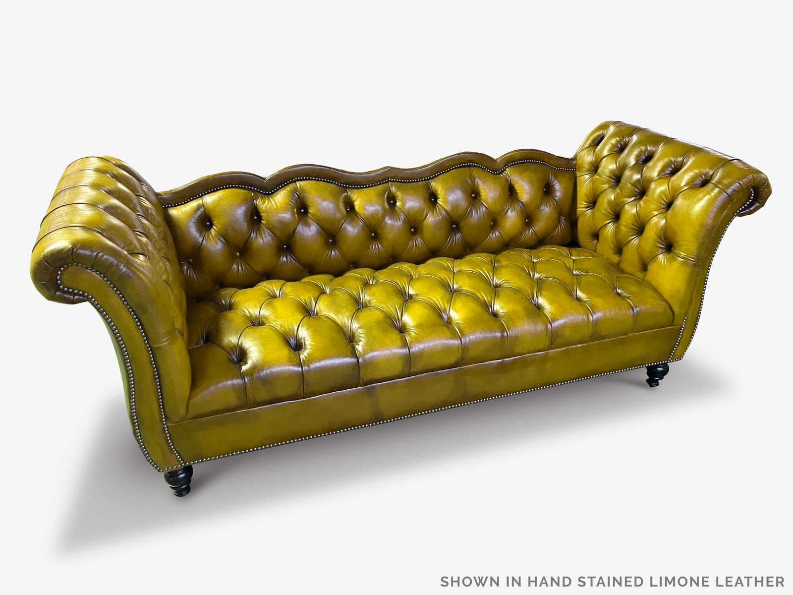 The Collins Custom Built Vintage Hand-Stained Limone Chesterfield Sofa
