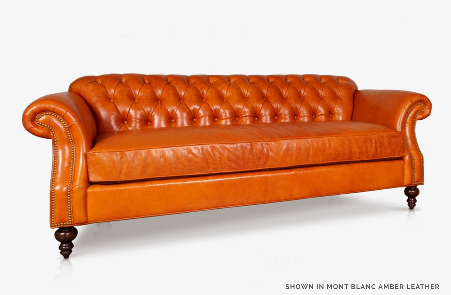 Whitman Mont Blanc Amber Leather Chesterfield Sofa